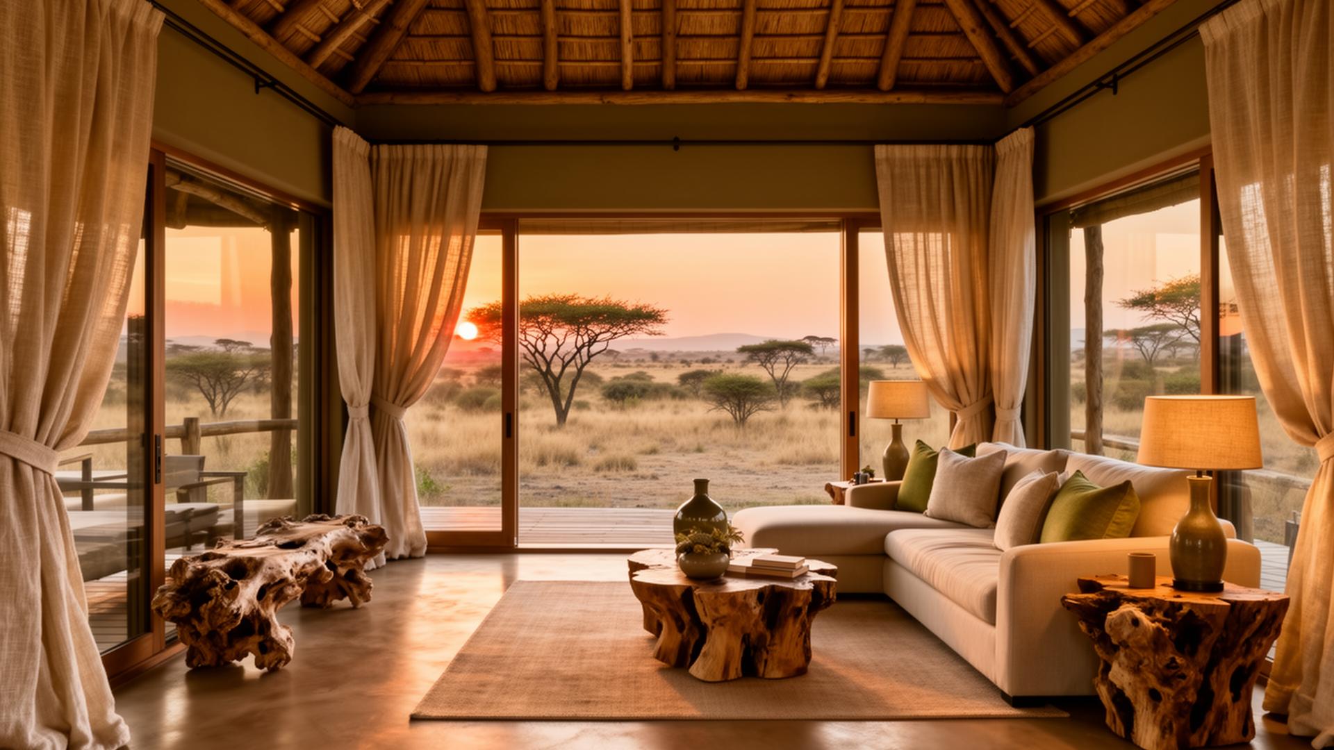 Interior of a luxury safari lodge